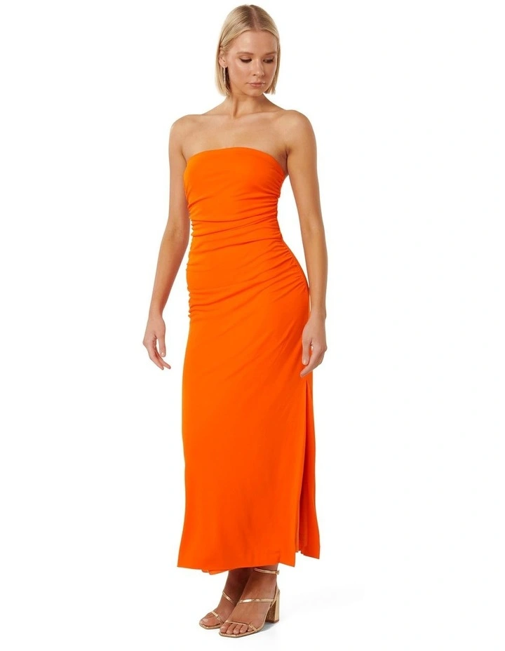 Kyla Jersey Ruched Maxi Dress in Orange image 3