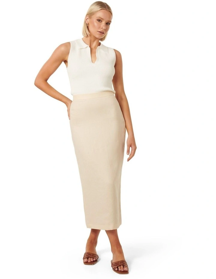 Amanda Collar Rib Knit Top in White image 5