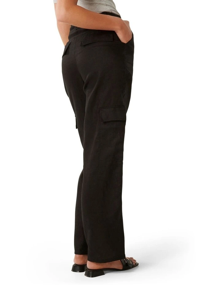 Casey Linen Cargo Pants in Black image 2