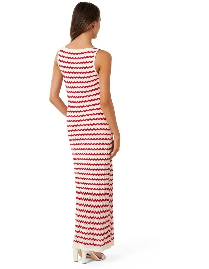 Elora Wave Striped Knit Dress in Red image 2