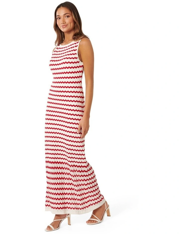 Elora Wave Striped Knit Dress in Red image 3