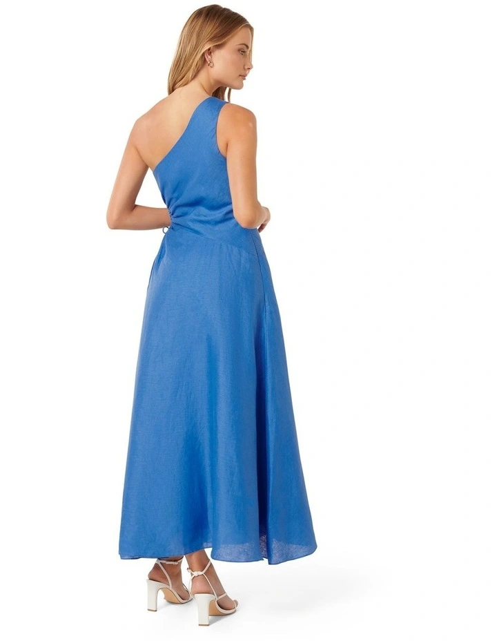 Rhianna One Shoulder Midi Dress in Soft Cobalt image 2