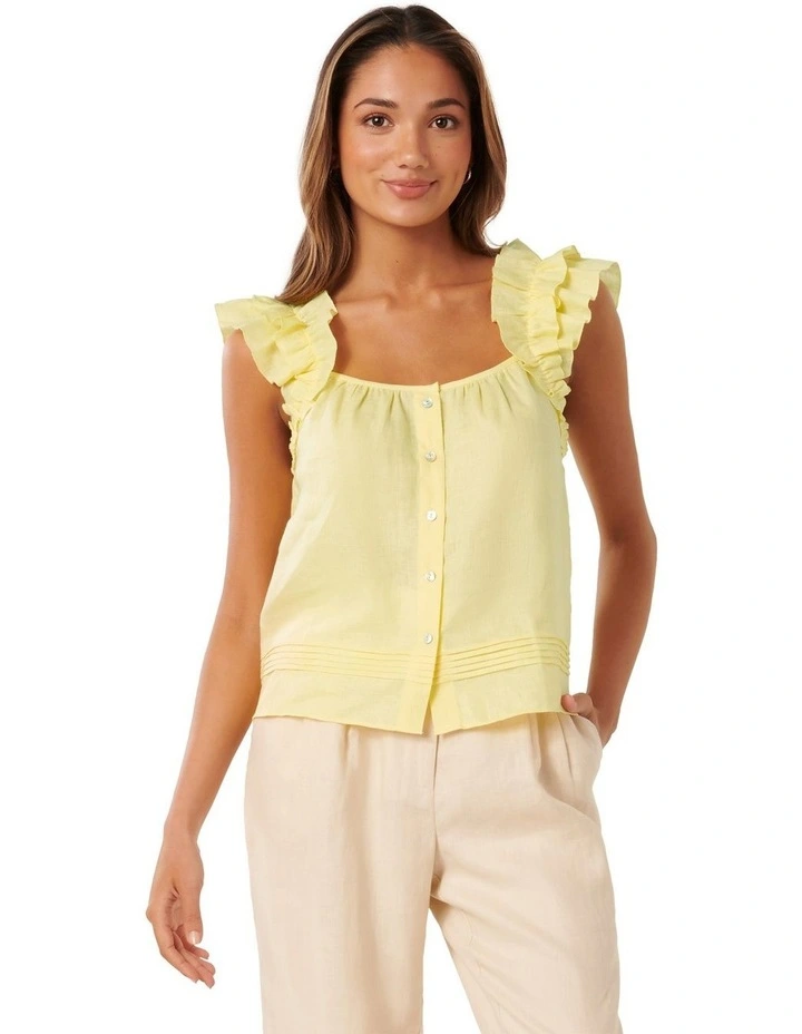Breanna Babydoll Frill Top in Yellow image 1