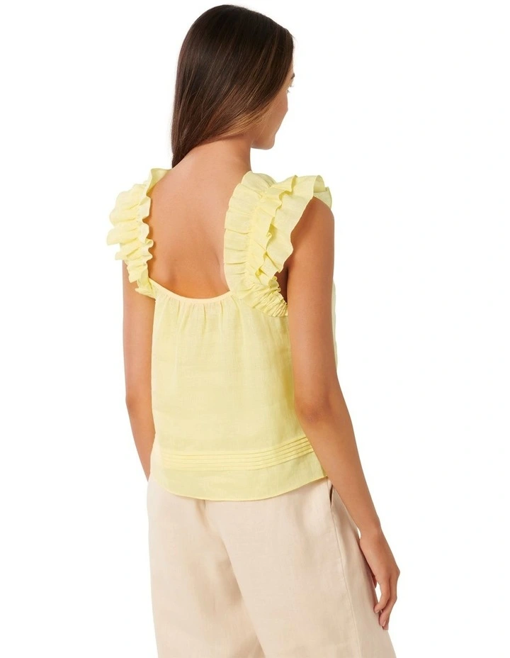 Breanna Babydoll Frill Top in Yellow image 2