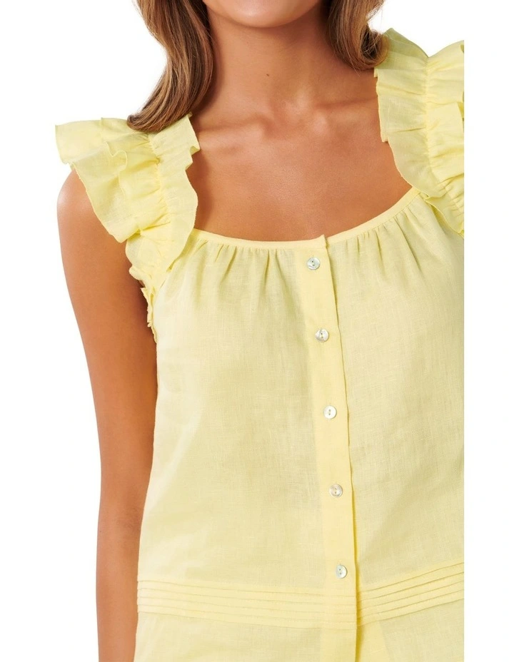 Breanna Babydoll Frill Top in Yellow image 4