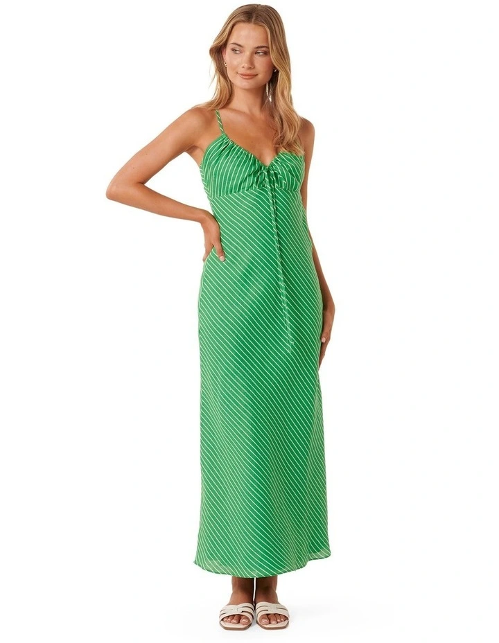 Cammie Tie Bust Midi Dress in Green image 1