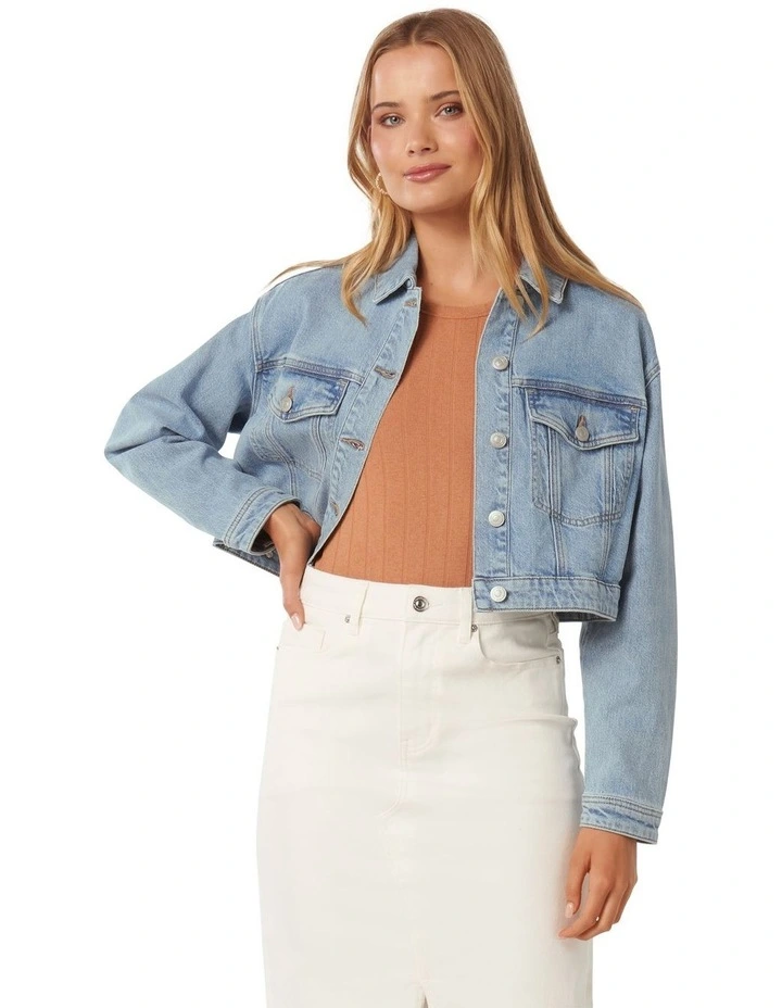 Keira Cropped Jacket in Blue image 1