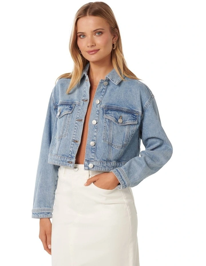 Keira Cropped Jacket in Blue image 3