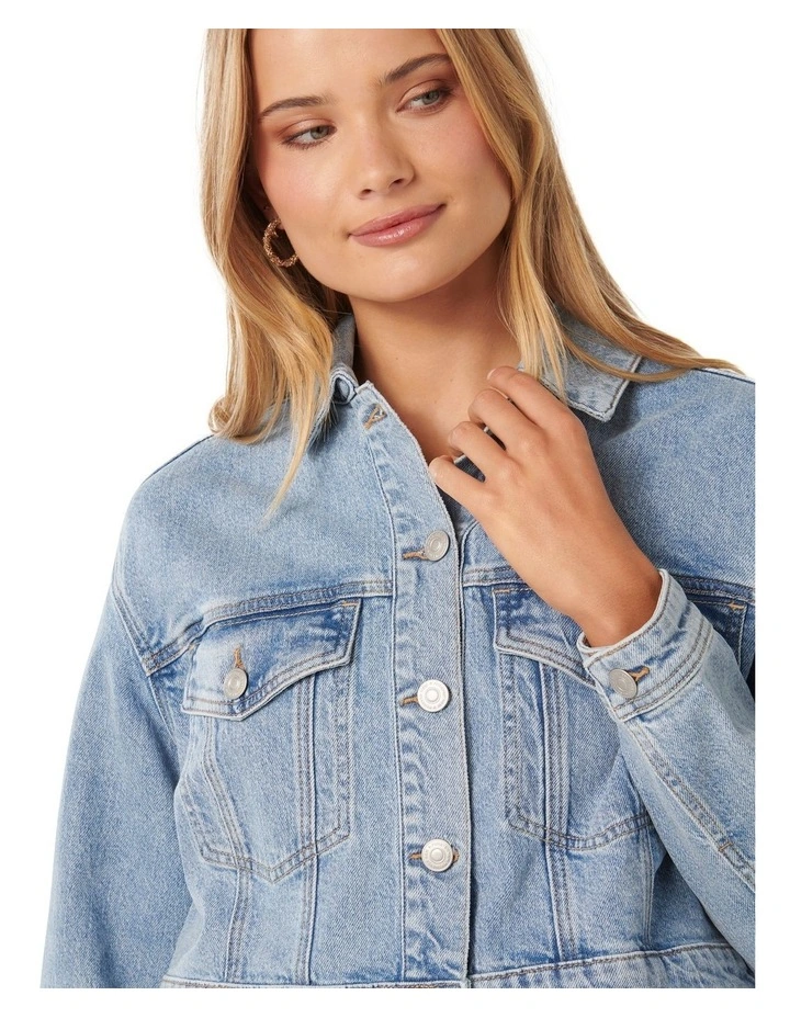 Keira Cropped Jacket in Blue image 4
