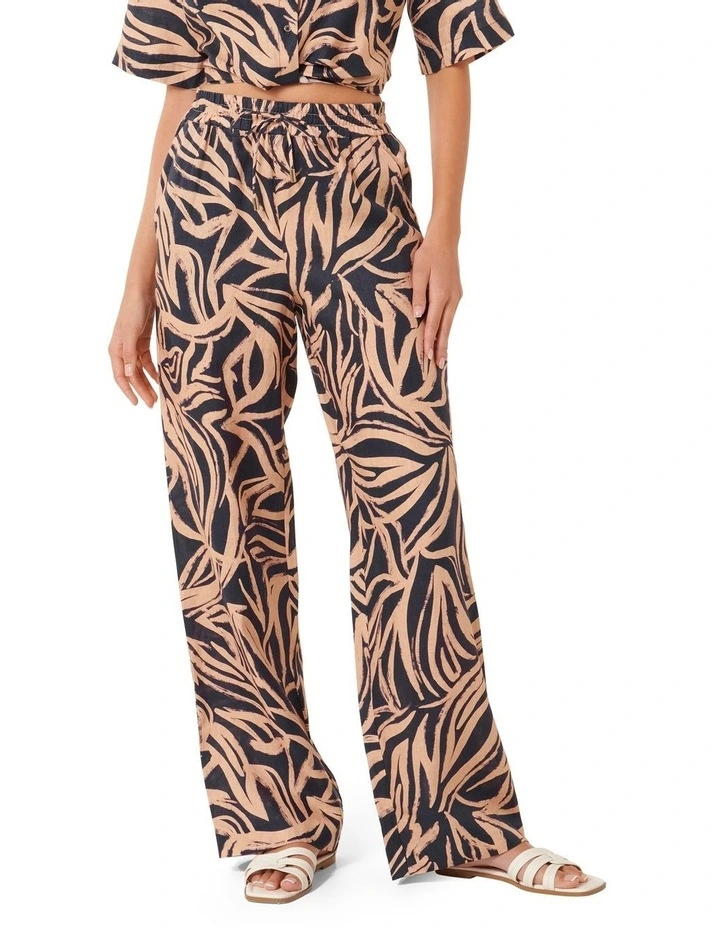 Livy Printed Linen Pants in Navy image 1