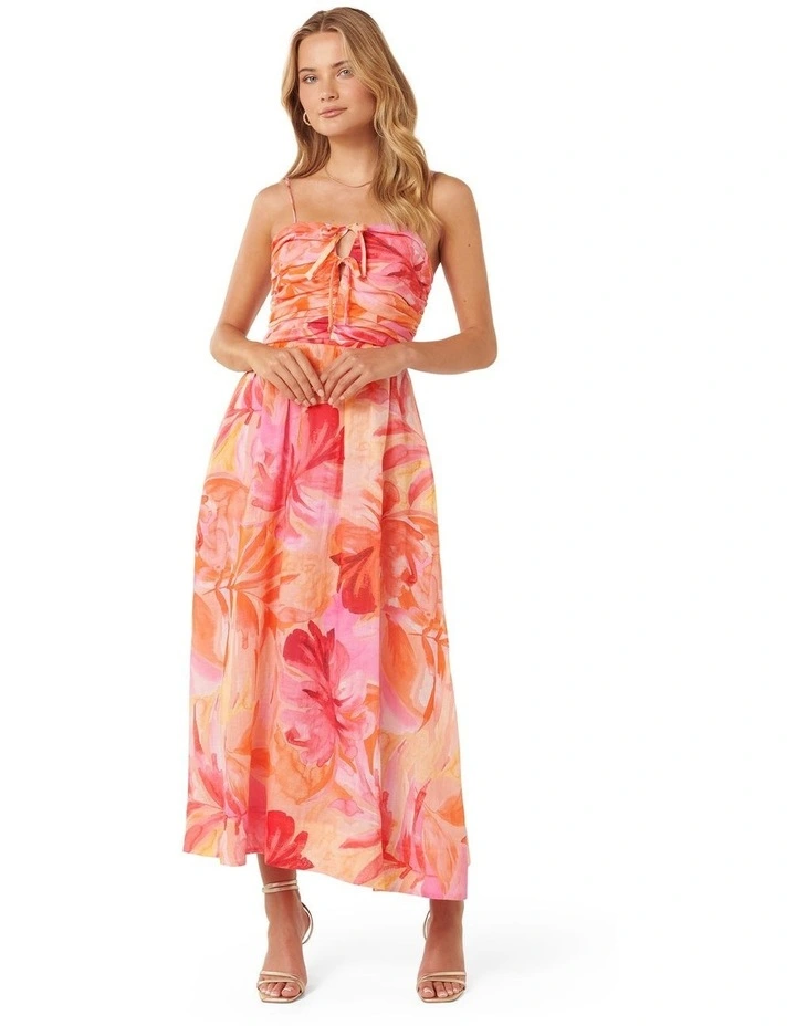 Alexandra Double Tie Midi Dress in Orange image 1