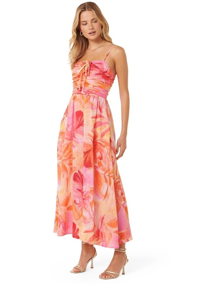 Alexandra Double Tie Midi Dress in Orange image 3