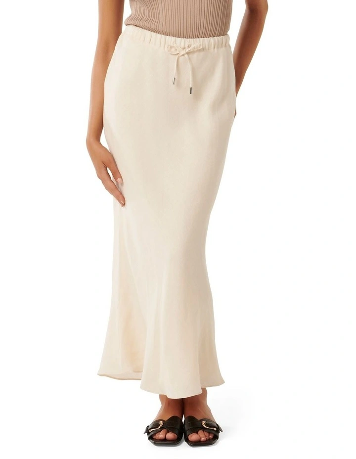 Millie Linen Maxi Skirt in Cream image 1
