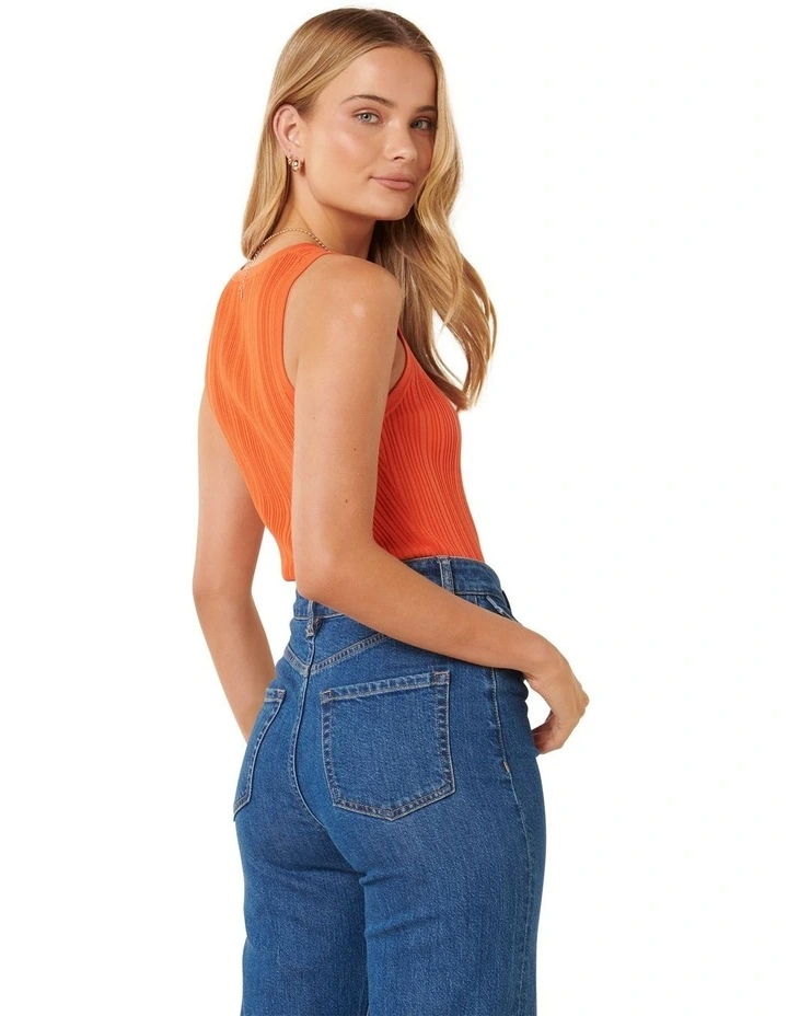 Seville Mutli Rib Knit Tank Top in Orange image 2