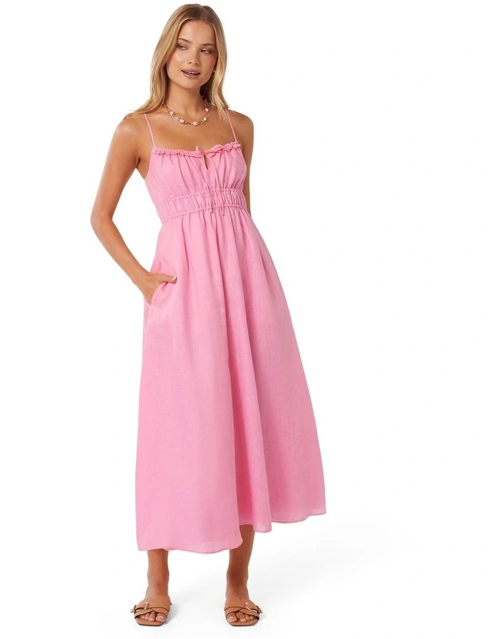 Tay Tie-Up Midi Dress in Pink image 1