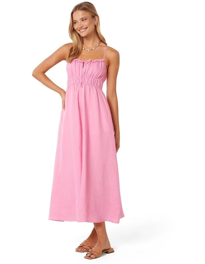 Tay Tie-Up Midi Dress in Pink image 3