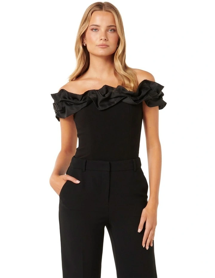 Stephanie Ruffle Bustier Top in Black image 1