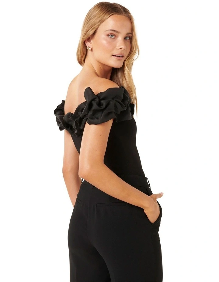 Stephanie Ruffle Bustier Top in Black image 2