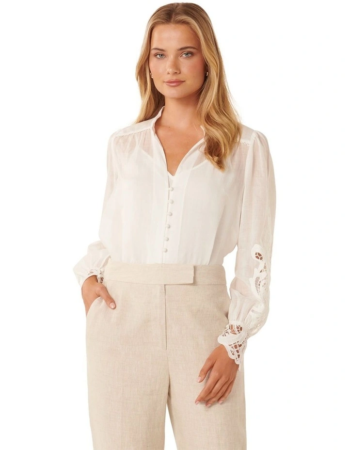 Aria Lace Mix Blouse in White image 1