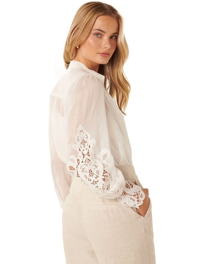 Aria Lace Mix Blouse in White image 2