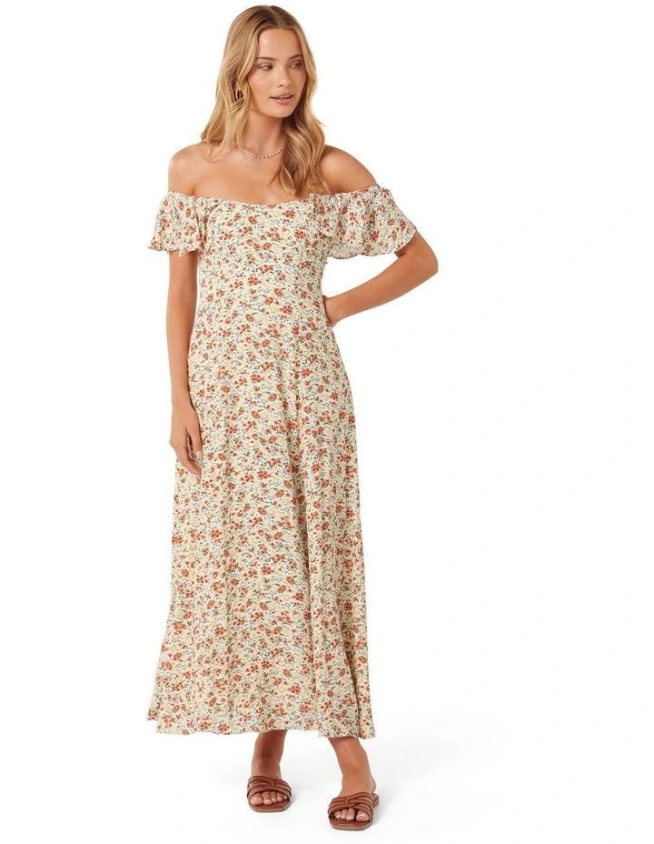 Amalie Off-Shoulder Midi Dress in Cream image 1