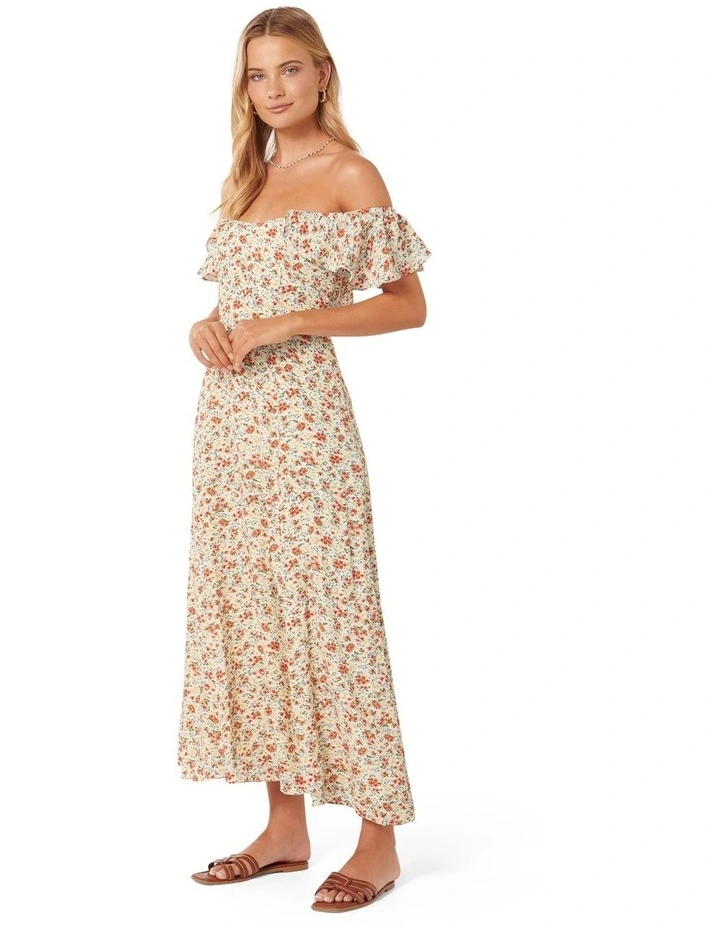Amalie Off-Shoulder Midi Dress in Cream image 3