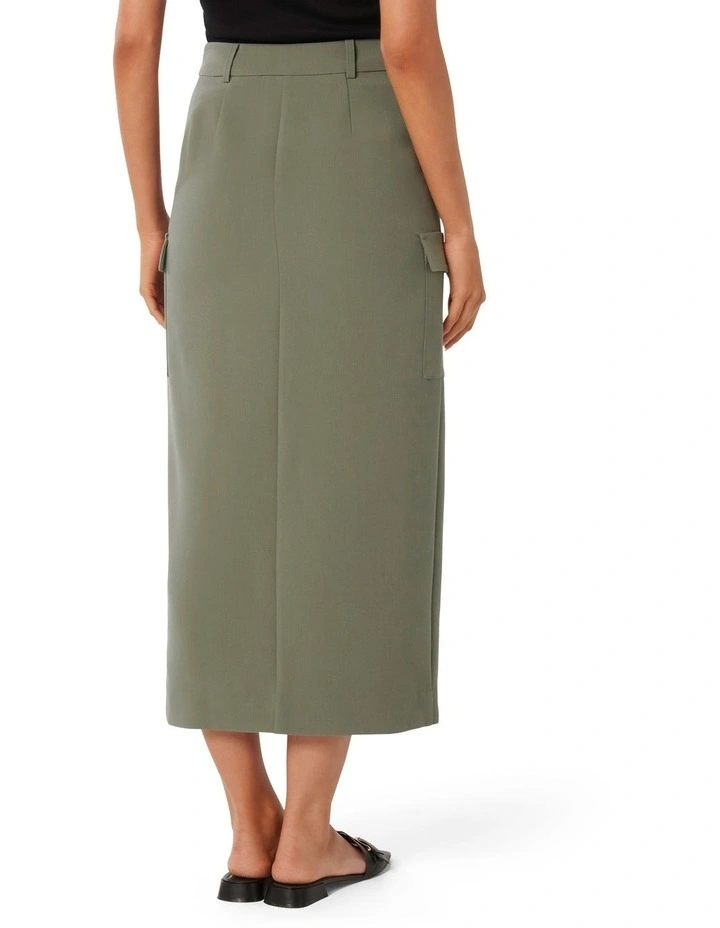 Carly Cargo Midi Skirt in Khaki image 2