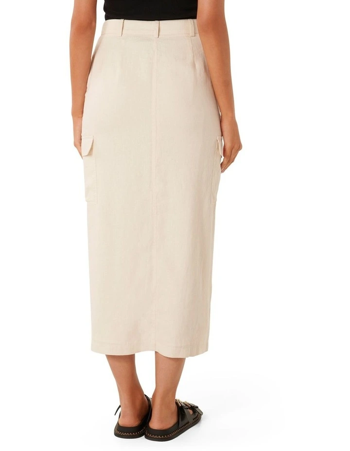 Ronnie Linen Cargo Midi Skirt in Stone image 2