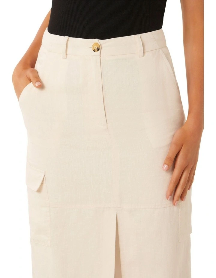 Ronnie Linen Cargo Midi Skirt in Stone image 4
