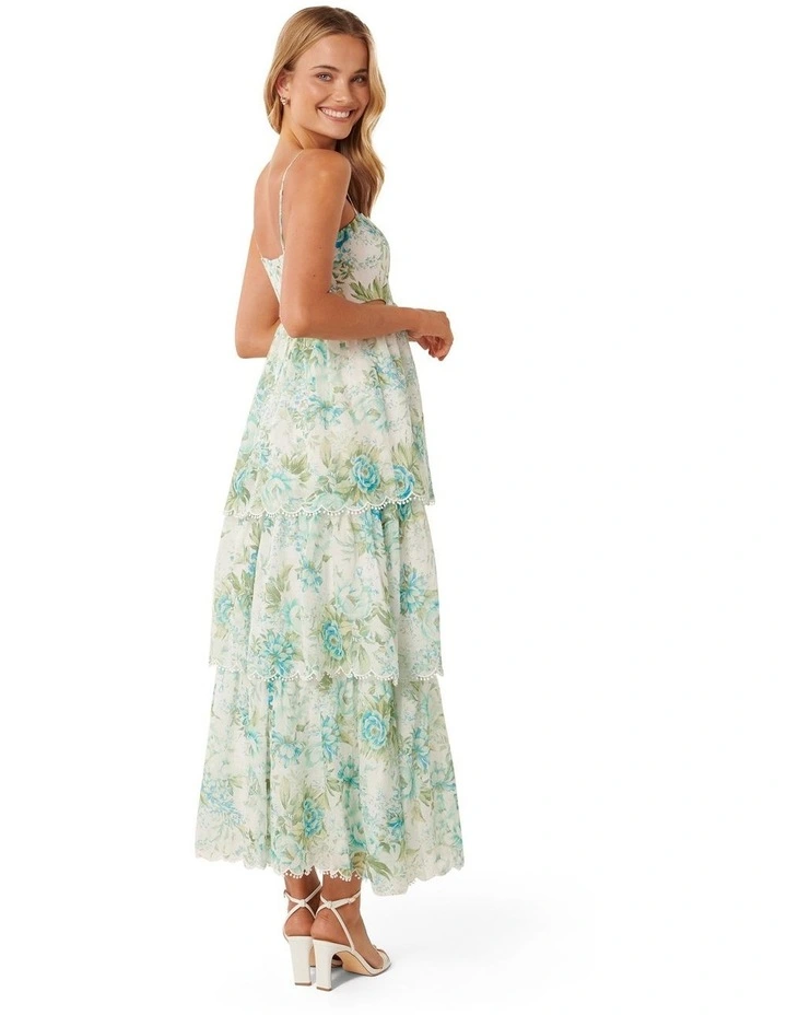 Shauna Tiered Midi Dress in Blue image 2