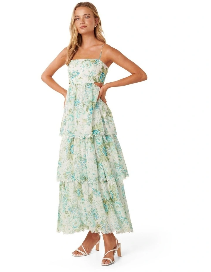 Shauna Tiered Midi Dress in Blue image 3