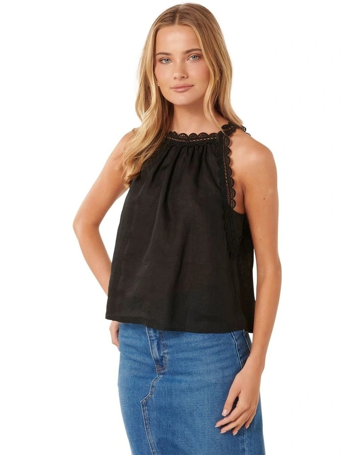 Linley Linen Trim Tank in Black image 3