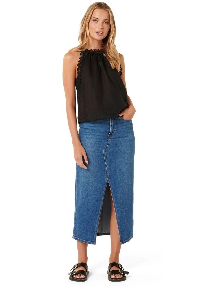 Linley Linen Trim Tank in Black image 5