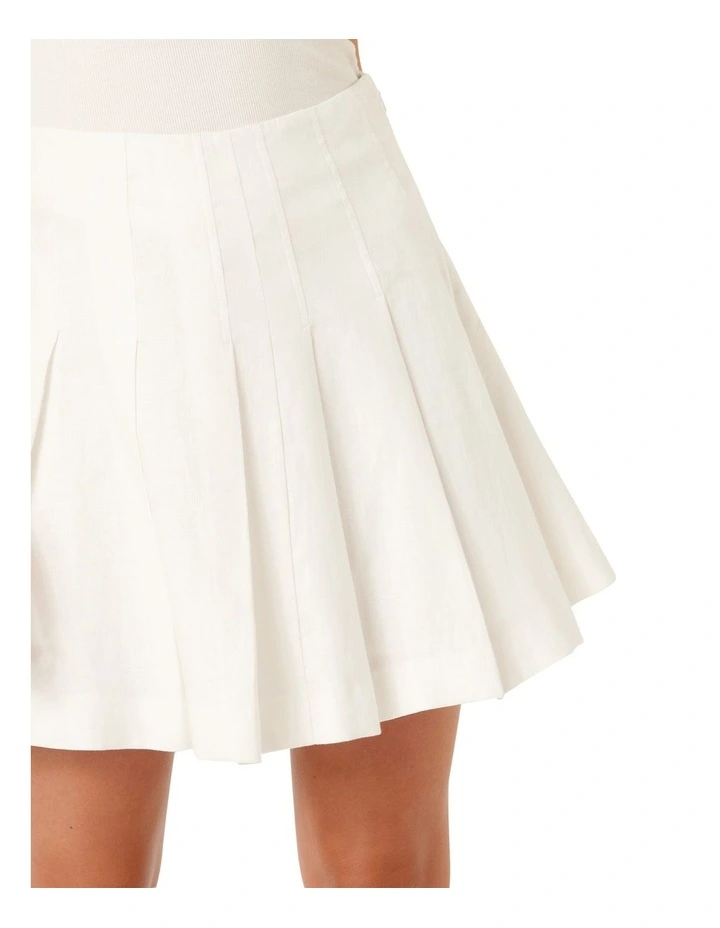 Cindy Pleated Mini Skirt in White image 4