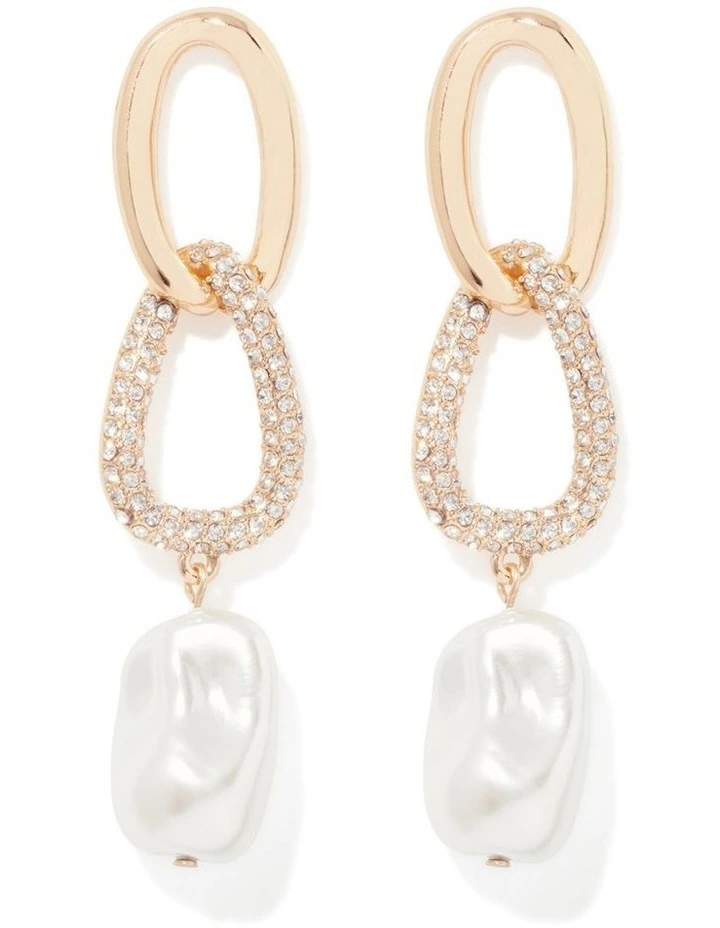 Signature Connor Crystal And Pearl Drop Earrings in Pink image 1