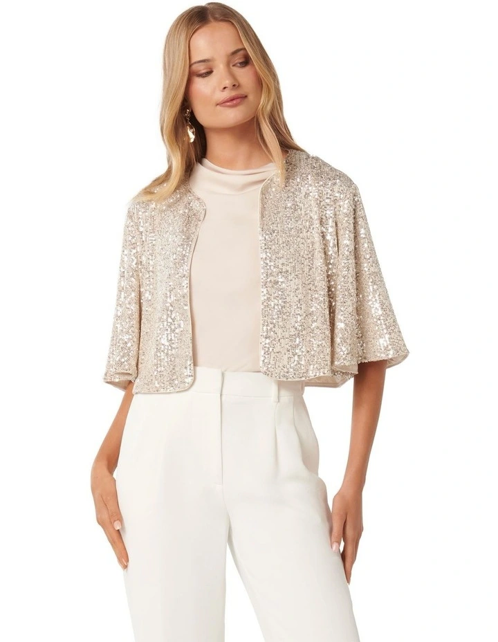 Charli Sequin Cape in Beige image 1