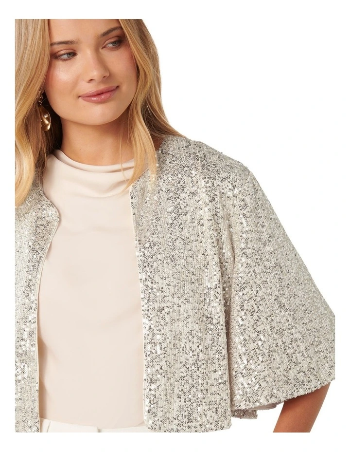 Charli Sequin Cape in Beige image 4