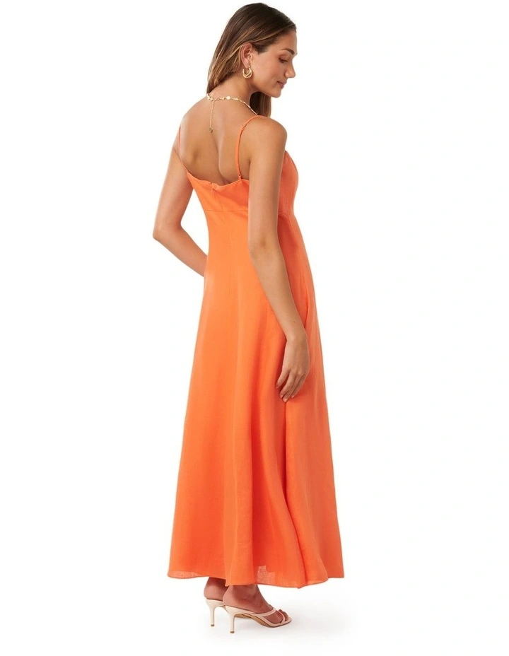 Vayda Strap Midi Sun Dress in Orange image 2