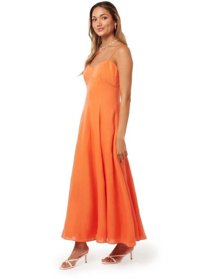 Vayda Strap Midi Sun Dress in Orange image 3