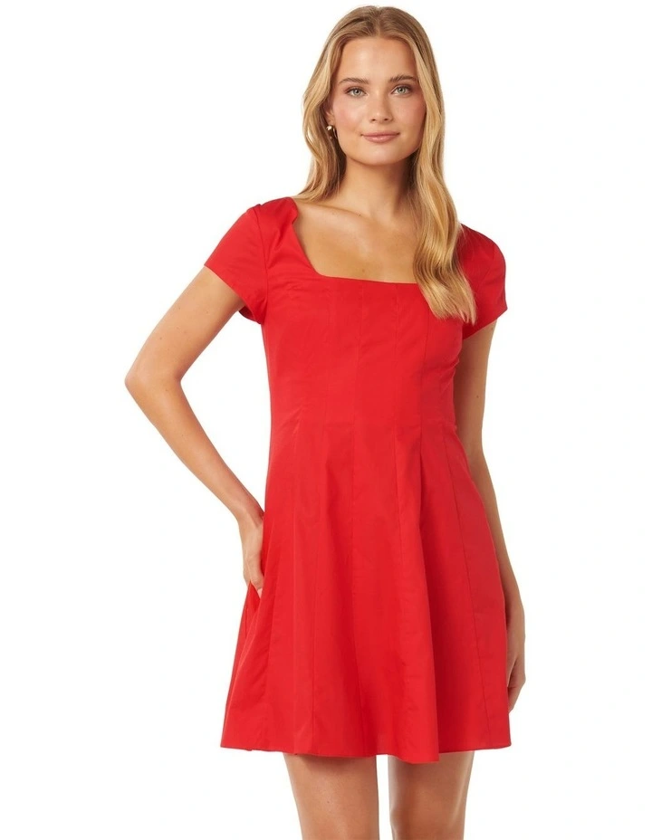Regina Cap Sleeve Mini Dress in Red image 1
