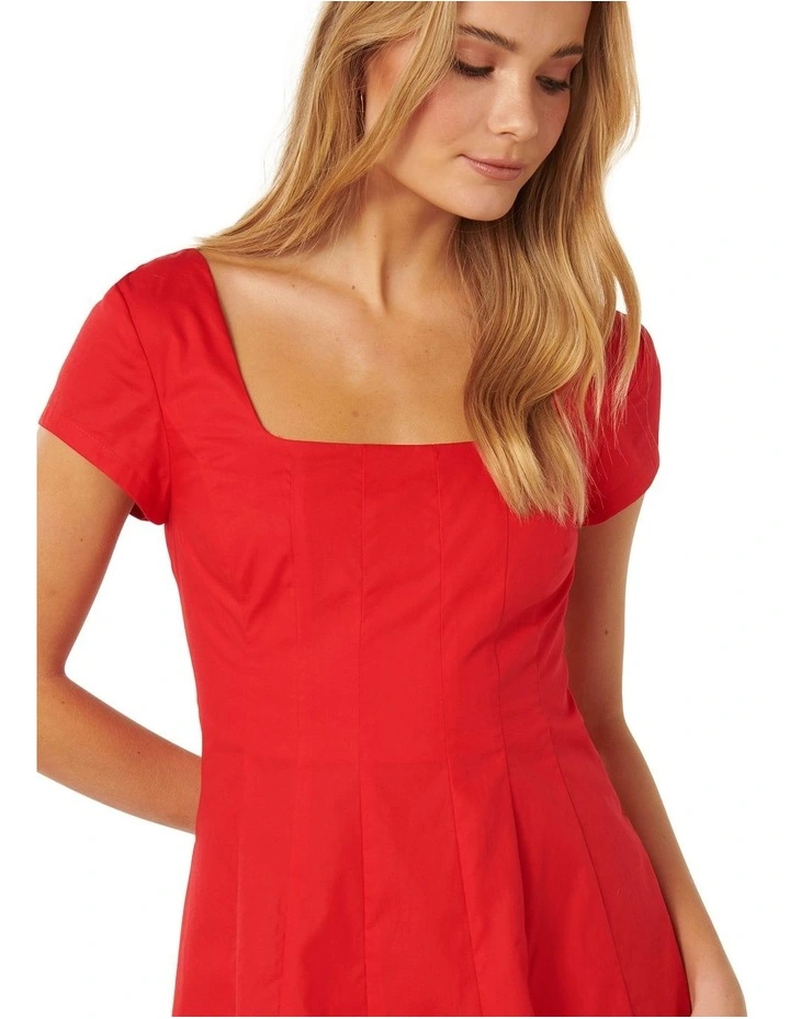 Regina Cap Sleeve Mini Dress in Red image 4