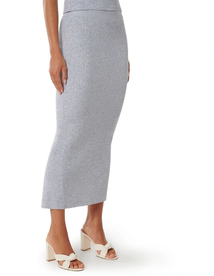 Indigo Knitted Co-Ord Skirt in Blue image 3