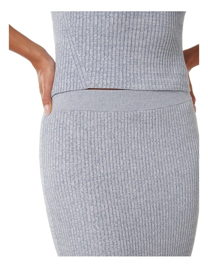 Indigo Knitted Co-Ord Skirt in Blue image 4