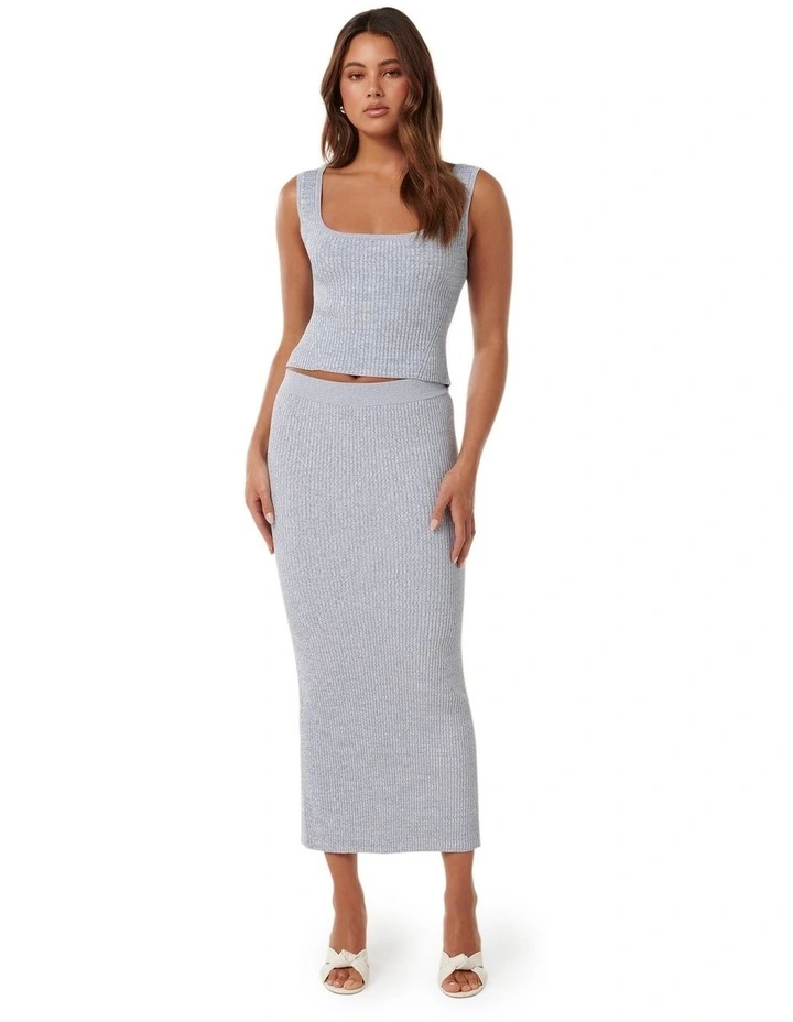 Indigo Knitted Co-Ord Tank Top in Blue image 1