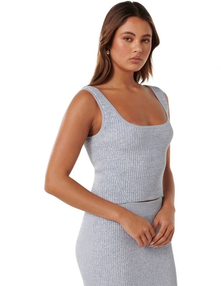 Indigo Knitted Co-Ord Tank Top in Blue image 3