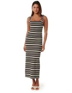 Beverly Square Neck Midi Dress in Multi