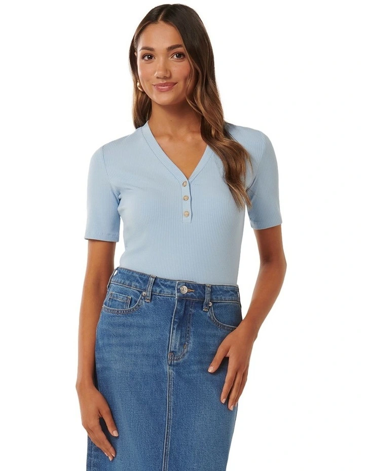 Elaine Button Up Top in Blue image 1