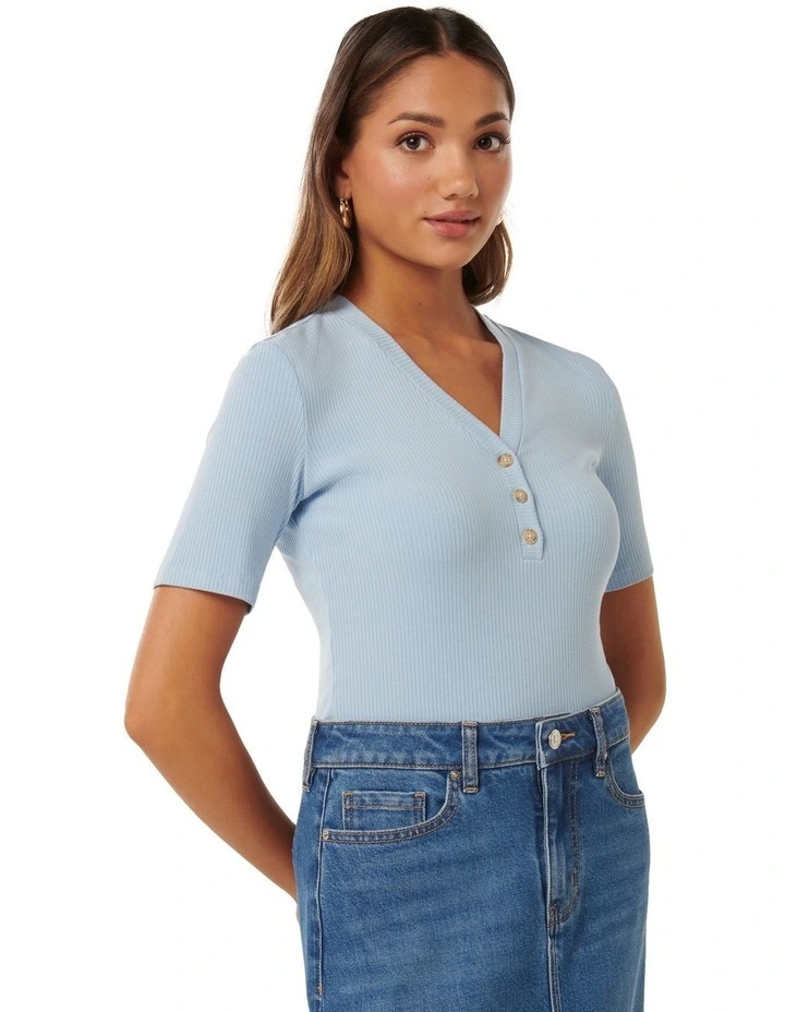 Elaine Button Up Top in Blue image 3