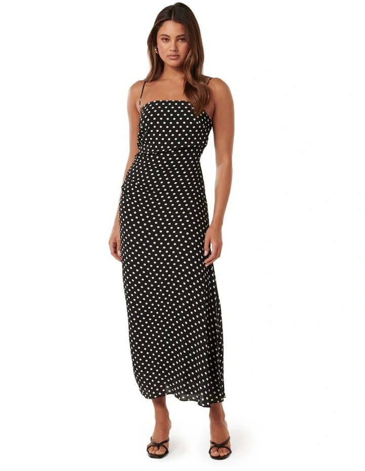 Maisy Ruched Side Midi Dress in Black image 1