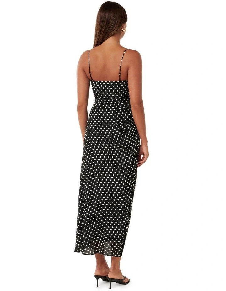 Maisy Ruched Side Midi Dress in Black image 2